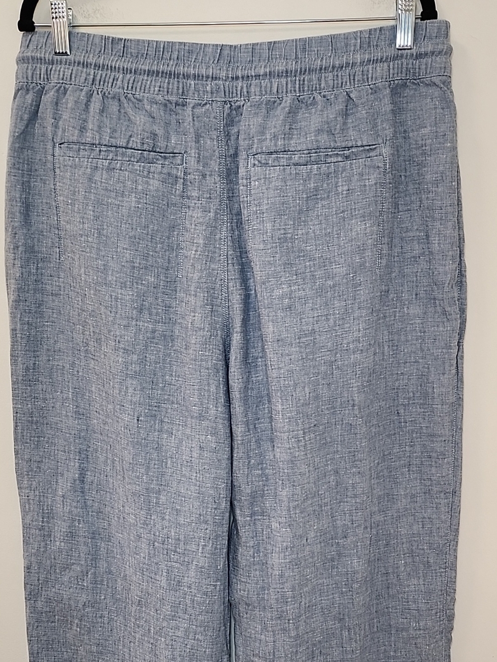 ATHLETA 100% LINEN Chambray Blue RETREAT Slit WIDE LEG Pants Sz 14 - Picture 12 of 16